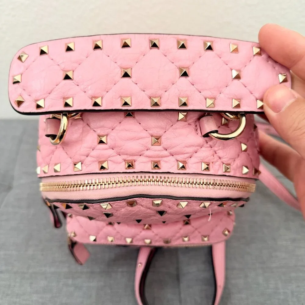 Authentic Valentino Pink Rockstud Mini Backpack Bag - Picture 6 of 12